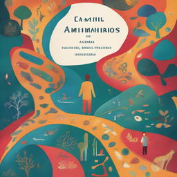 A book cover titled 'Caminhos das diversidades de uma Alma em Transição' featuring a winding path filled with different colors and textures, symbolizing various experiences and learnings