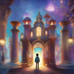 A young boy is seen entering a fantastical city made of dreams