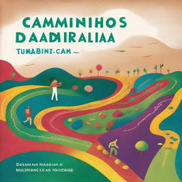 A book cover titled 'Caminhos das diversidades de uma Alma em Transição' featuring a winding path filled with different colors and textures, symbolizing various experiences and learnings