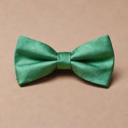 A bow tie designed in the shape of a beautiful green leaf.