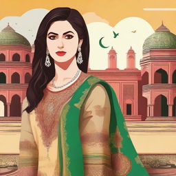 Create an image featuring Pakistani women dressed in traditional attire such as shalwar kameez, showcasing their vibrant culture and heritage