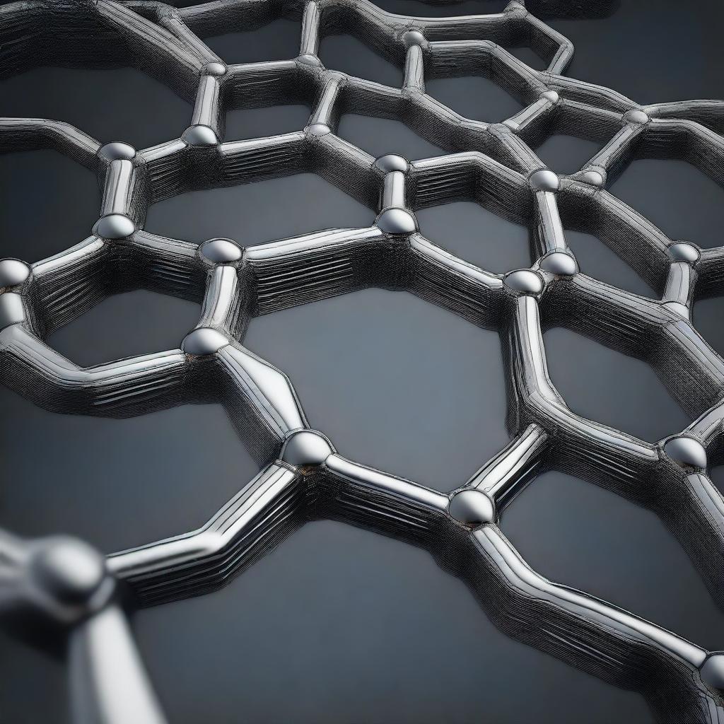 A detailed hexagonal chemical structure rendered in a sleek, metallic design