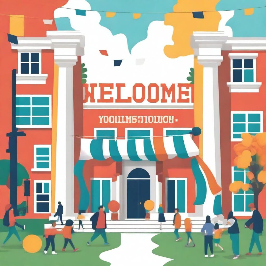 A vibrant and welcoming banner with the text 'WELCOME TO VARSITY' in bold, colorful letters