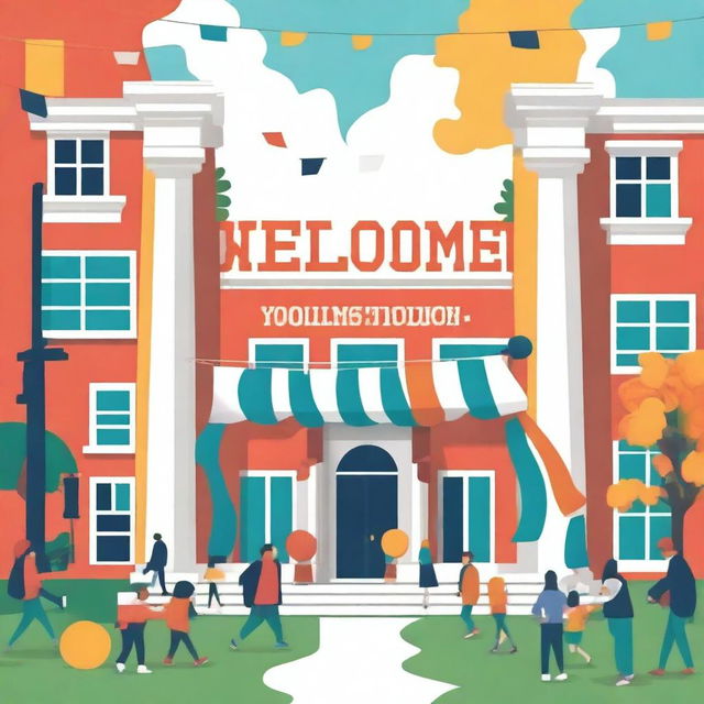 A vibrant and welcoming banner with the text 'WELCOME TO VARSITY' in bold, colorful letters