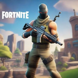 A Fortnite character holding a huntless DMR gun in a running motion