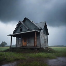 A strong and sturdy house standing still during a heavy stormy day