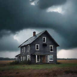 A strong and sturdy house standing still during a heavy stormy day