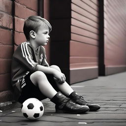 A young boy waits outside Anfield Road Stadium, gazing in awe as he dreams of playing there one day