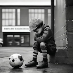 A young boy waits outside Anfield Road Stadium, gazing in awe as he dreams of playing there one day