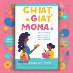 Create a vibrant and eye-catching book cover for a book titled 'Chat GPT for Single Moms'