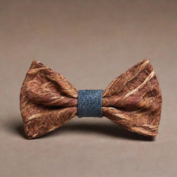 A bow tie inspired by nature, with a knot shaped like a maple leaf and a long Regate knot. Its hues and textures mimic the intricate shades of tree bark.