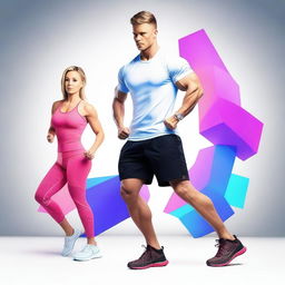 Create a vibrant, realistic, and futuristic image that reflects modern fitness and technology