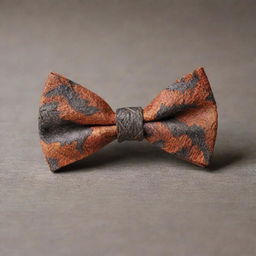 A bow tie inspired by nature, with a knot shaped like a maple leaf and a long Regate knot. Its hues and textures mimic the intricate shades of tree bark.