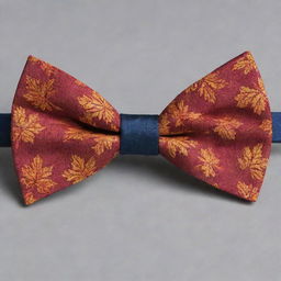 A bow tie designed in the intricate shape of a vibrant maple leaf.