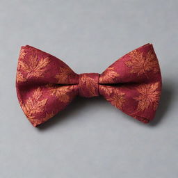 A bow tie designed in the intricate shape of a vibrant maple leaf.