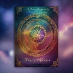 Create a book cover for 'The Wheel of Karma: A Journey Through the Realm of the Mystics'