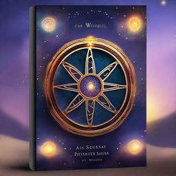 Create an A4 size book cover for 'The Wheel of Karma: A Journey Through the Realm of the Mystics'