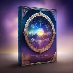 Create an A4 size book cover for 'The Wheel of Karma: A Journey Through the Realm of the Mystics'