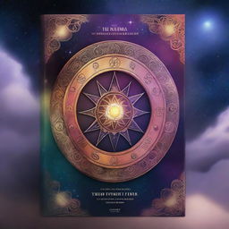 Create an A4 size book cover for 'The Wheel of Karma: A Journey Through the Realm of the Mystics'