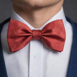 A bow tie with wings fashioned in the elegant shape of a maple leaf.