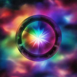 Create an image of 'The Wheel of Karma' with a backdrop of nebulas