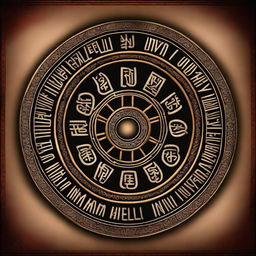 Create an image of 'The Wheel of Karma' with some simple inscriptions on it