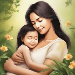 A warm and loving depiction of a mother, showcasing her nurturing and caring nature