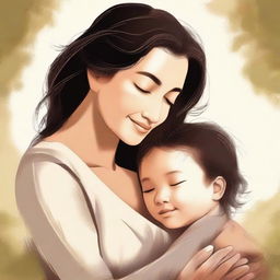 A warm and loving depiction of a mother, showcasing her nurturing and caring nature