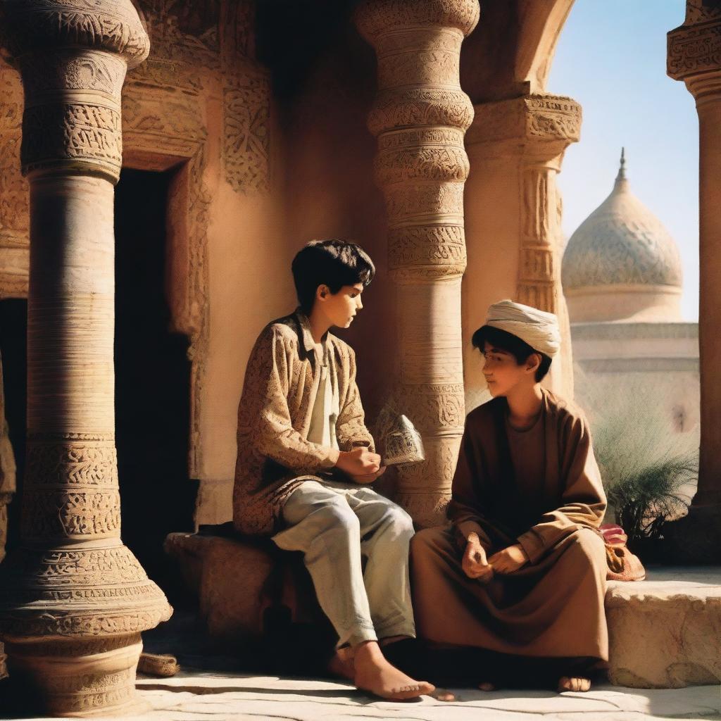 A traveler in Persia encounters a beautiful young boy who offers him a hookah