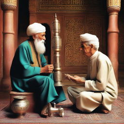 An elderly traveler in Persia encounters a beautiful young boy who offers him a hookah