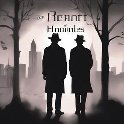 A book cover featuring the silhouette of two detectives standing back-to-back