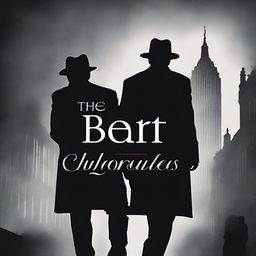 A book cover featuring the silhouette of two detectives standing back-to-back