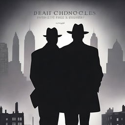 A book cover featuring the silhouette of two detectives standing back-to-back