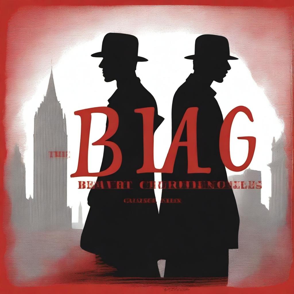 A book cover featuring the silhouette of two detectives standing back-to-back