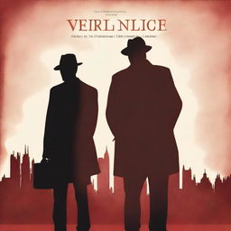 A book cover featuring the silhouette of two detectives standing back-to-back