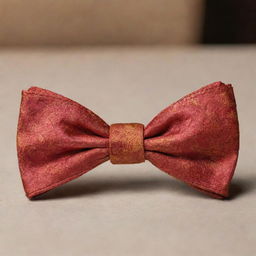 A bow tie meticulously crafted in the exact shape of a vibrant and detailed maple leaf.