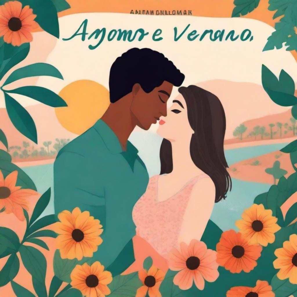 A beautifully illustrated book cover featuring two lovers with the title 'Amor de Verão'