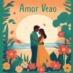 A beautifully illustrated book cover featuring two lovers with the title 'Amor de Verão'