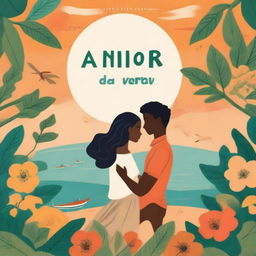 A beautifully illustrated book cover featuring two lovers with the title 'Amor de Verão'