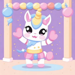 A cute, kawaii-style unicorn practicing Muay Thai