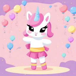 A cute, kawaii-style unicorn practicing Muay Thai