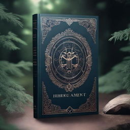 Create a captivating book cover featuring an intricate design with a mysterious and magical theme