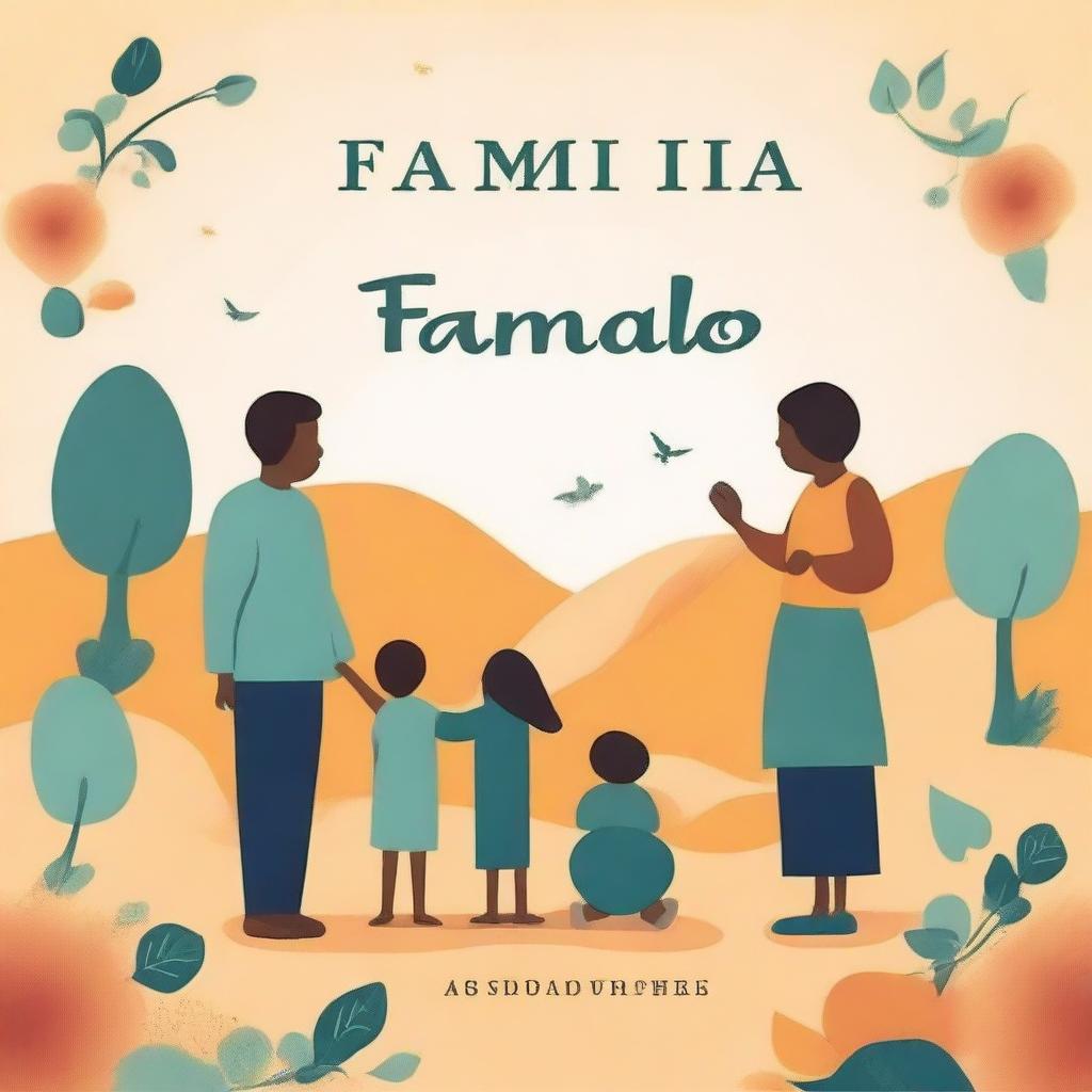 Create a book cover for an evangelical audience with the title 'FAMÍLIA ORANDO POR FAMÍLIA'