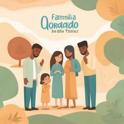 Create a book cover for an evangelical audience with the title 'FAMÍLIA ORANDO POR FAMÍLIA'