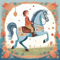 An illustration inspired by Pyotr Pavlovich Yershov's 'The Little Humpbacked Horse' (Конек Горбунок)