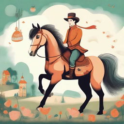 An illustration inspired by Pyotr Pavlovich Yershov's 'The Little Humpbacked Horse' (Конек Горбунок)