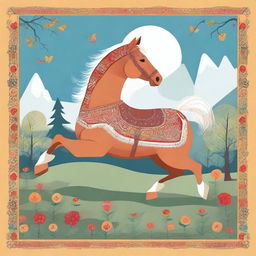 Create an illustration inspired by Pyotr Pavlovich Yershov's 'The Little Humpbacked Horse' (Конёк-Горбунок)