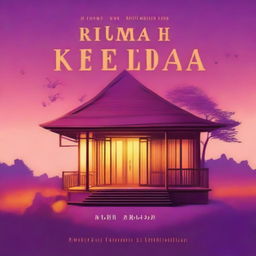 A book cover design for 'Rumah Kedua' set at twilight