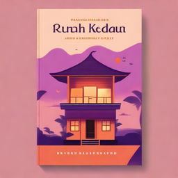 A book cover design for 'Rumah Kedua' set at twilight