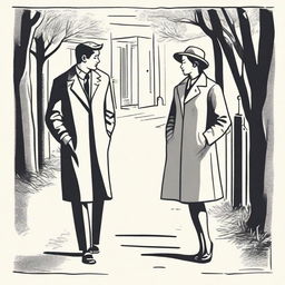 A classic illustration depicting two close individuals having an intimate conversation, either in a study or on a walk, reflecting the theme of private, intimate communication